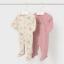 Picture of Mayoral Newborn Baby Winter Set of Onesies Gift Set X 2 - Beige Orchid Pink