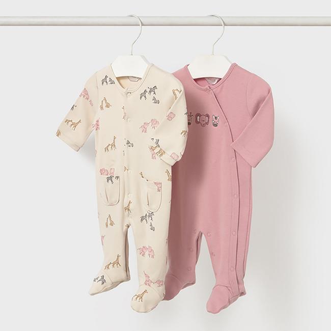 Picture of Mayoral Newborn Baby Winter Set of Onesies Gift Set X 2 - Beige Orchid Pink