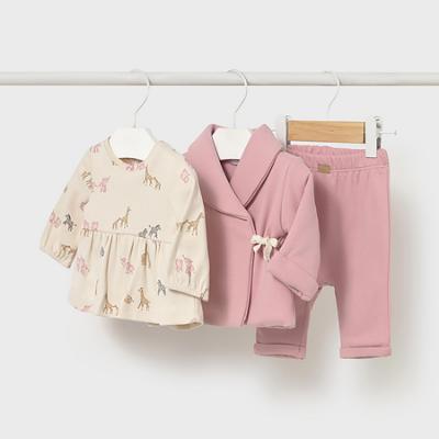 Picture of Mayoral Newborn Baby Winter Jacket Top Leggings Set X 3 - Beige Orchid Pink