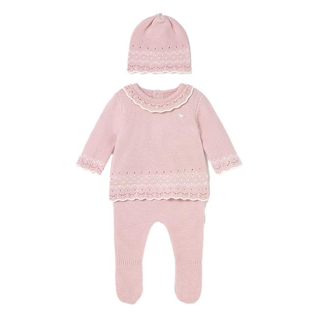 Picture of Mayoral Newborn Baby Winter Set Top Leggings Hat Gift Set X 3 - Quartz Pink