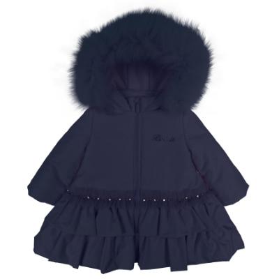 Picture of Bimbalo Girls Padded Coat with Detachable Trim - Navy Blue