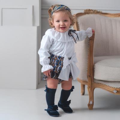 Picture of PRE ORDER Rochy Baby Girls Vintage Chains Collection Jam Pant Set X 2 - White Navy