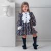 Picture of Rochy Girls Vintage Chains Collection Triple Bow Dress - Navy Blue White