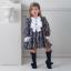 Picture of Rochy Girls Vintage Chains Collection Triple Bow Dress - Navy Blue White