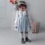 Picture of Rochy Girls Tweed Collection Blouse & Pinafore Dress - White Pale Blue