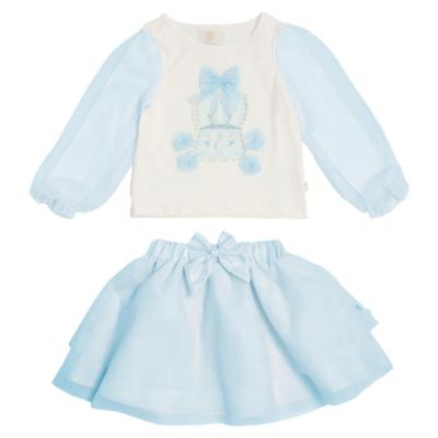 Picture of Caramelo Kids Girls Winter Snow Globe Skirt Set X 2 - Ivory Blue