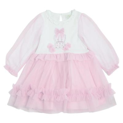 Picture of Caramelo Kids Girls Winter Snow Globe Party Dress - Ivory Pink