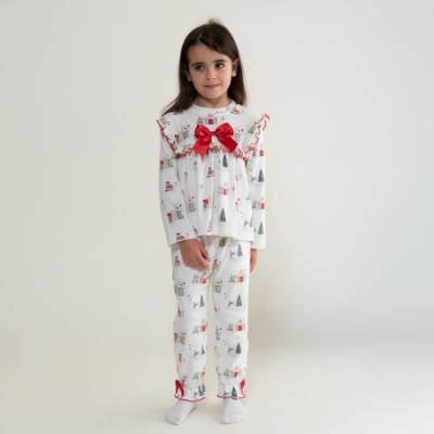 Picture of Caramelo Kids Girls Winter AOP Christmas Pyjamas Set X 2 - Ivory Red