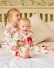 Picture of Caramelo Kids Baby Girls Winter AOP Christmas Sleepsuit - Ivory Red