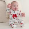 Picture of Caramelo Kids Baby Girls Winter AOP Christmas Sleepsuit - Ivory Red