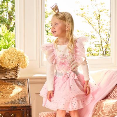 Picture of Caramelo Kids Girls Winter Royal Magic Top & Skirt Set X 2 - Ivory Pink Silver