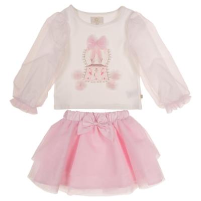 Picture of Caramelo Kids Girls Winter Snow Globe Skirt Set X 2 - Ivory Pink