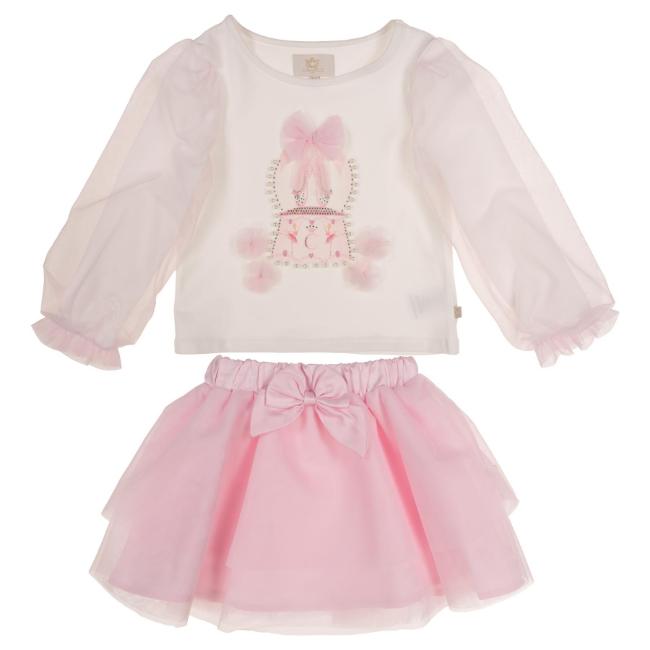 Picture of Caramelo Kids Girls Winter Snow Globe Skirt Set X 2 - Ivory Pink