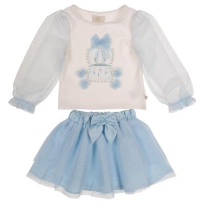 Picture of Caramelo Kids Girls Winter Snow Globe Skirt Set X 2 - Ivory Blue