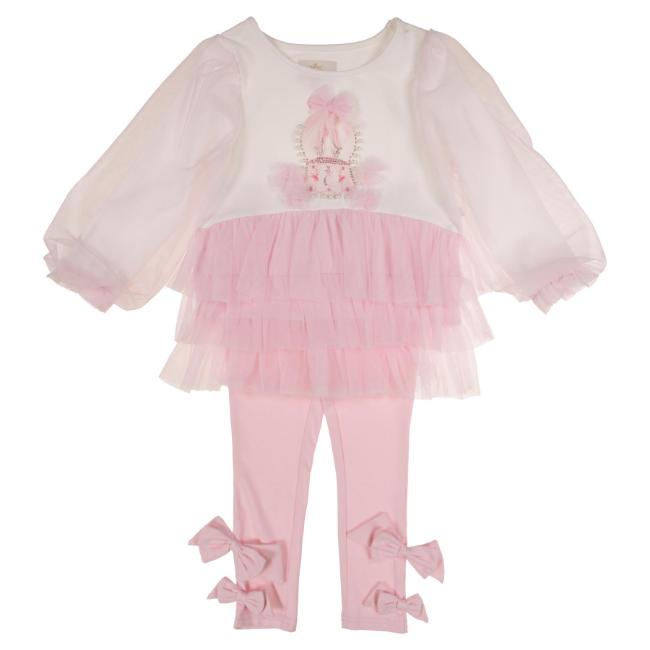 Picture of Caramelo Kids Girls Winter Snow Globe Legging Set X 2 - Ivory Pink