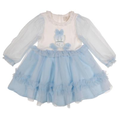Picture of Caramelo Kids Girls Winter Snow Globe Party Dress - Ivory Blue