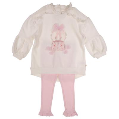 Picture of Caramelo Kids Girls Winter Snow Globe Hi Lo Tunic Legging Set X 2 - Ivory Pink