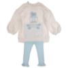 Picture of Caramelo Kids Girls Winter Snow Globe Hi Lo Tunic Legging Set X 2 - Ivory Blue