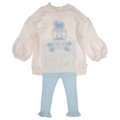 Picture of Caramelo Kids Girls Winter Snow Globe Hi Lo Tunic Legging Set X 2 - Ivory Blue