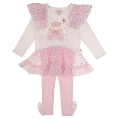 Picture of Caramelo Kids Girls Winter Royal Magic Tunic & Legging Set X 2 - Ivory Pink Silver