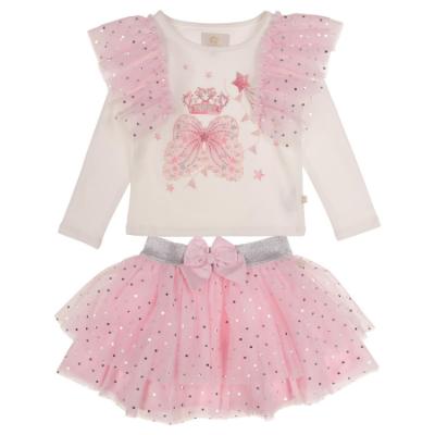 Picture of Caramelo Kids Girls Winter Royal Magic Top & Skirt Set X 2 - Ivory Pink Silver