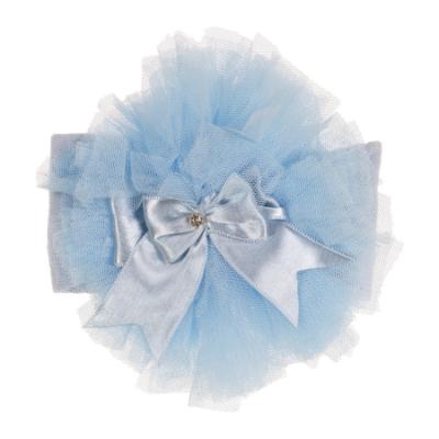 Picture of Beau KiD Baby Girls TuTu Tulle Ruffle Soft Headband With Diamante Satin Bow - Sky Blue