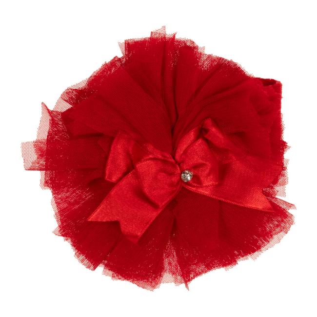 Picture of Beau KiD Baby Girls TuTu Tulle Ruffle Soft Headband With Diamante Satin Bow - Red
