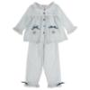 Picture of Beau KiD Girls Embroidered Teddy Stripe Pyjamas Set X 2 - Blue Ivory