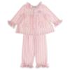 Picture of Beau KiD Girls Embroidered Teddy Stripe Pyjamas Set X 2 - Dark Pink Ivory