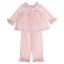 Picture of Beau KiD Girls Embroidered Teddy Stripe Pyjamas Set X 2 - Dark Pink Ivory