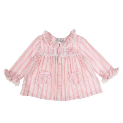 Picture of Beau KiD Girls Embroidered Teddy Stripe Pyjamas Set X 2 - Dark Pink Ivory