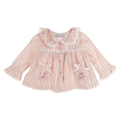 Picture of Beau KiD Baby Girls Embroidered Teddy Stripe Pyjamas Set X 2 -  Pink Ivory