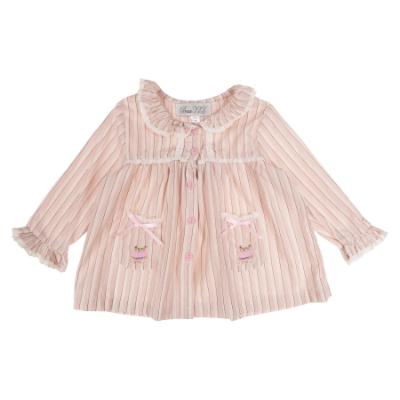 Picture of Beau KiD Girls Embroidered Teddy Stripe Pyjamas Set X 2 - Pink Ivory