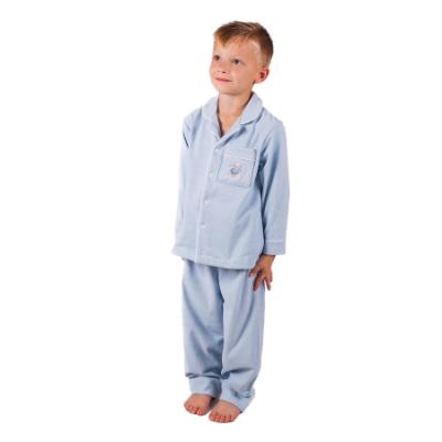 Picture of Beau KiD Boys Embroidered Teddy Check Pyjamas Set X 2 - Blue White