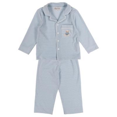 Picture of Beau KiD Boys Embroidered Teddy Check Pyjamas Set X 2 - Blue White
