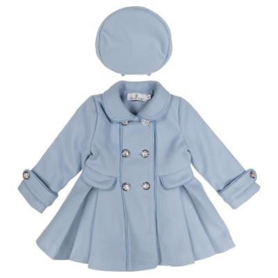 Picture of Beau KiD Girls Traditional Coat & Hat Set With Large Bow X 2 - Sky Blue