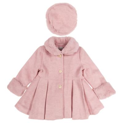 Picture of Beau KiD Girls Faux Fur Collar Coat & Hat Set X 2 - Rosa Pink