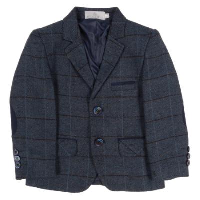 Picture of Beau KiD Boys Traditional Three Piece Check Suit - Navy Blue