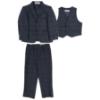 Picture of Beau KiD Boys Traditional Three Piece Check Suit - Navy Blue