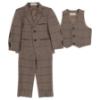 Picture of Beau KiD Boys Traditional Three Piece Check Suit - Dark Beige Green