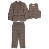 Picture of Beau KiD Boys Traditional Three Piece Check Suit - Dark Beige Green