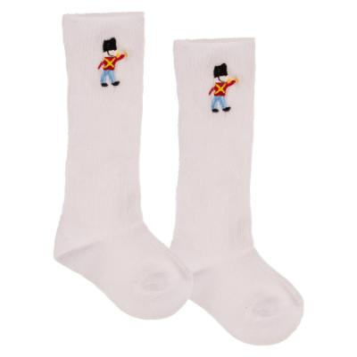 Picture of Beau KiD Boys Ribbed Cotton Embroidered Soldier Knee Socks - White