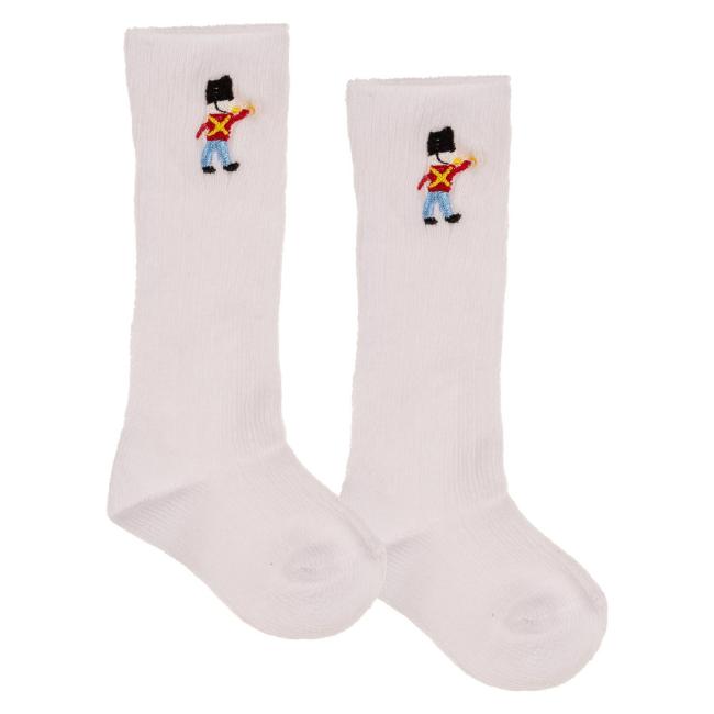 Picture of Beau KiD Boys Ribbed Cotton Embroidered Soldier Knee Socks - White