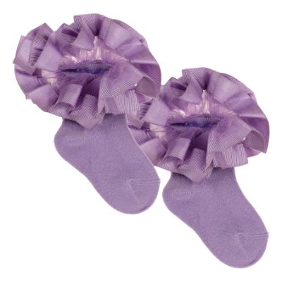 Picture of Beau KiD Girls Ruffle Ribbon & Tulle Ankle Socks - Lavender