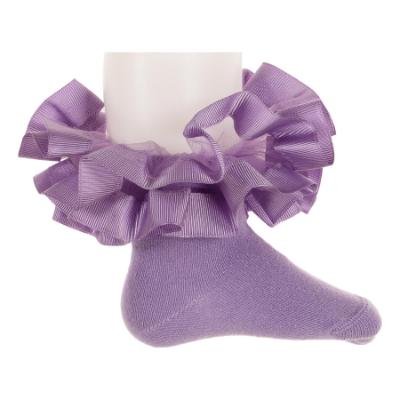 Picture of Beau KiD Girls Ruffle Ribbon & Tulle Ankle Socks - Lavender