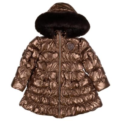 Picture of A Dee Initial Icon Montana Padded Long Metallic Jacket - Chocolate Brown