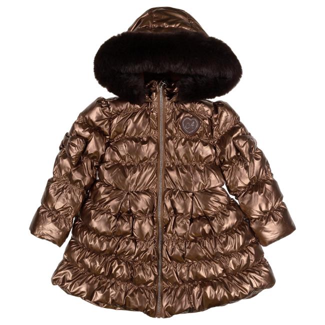 Picture of A Dee Initial Icon Montana Padded Long Metallic Jacket - Chocolate Brown