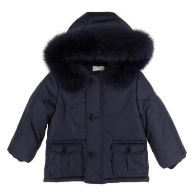 Picture of Bimbalo Baby Boys Hooded Jacket With Detachable Trim - Navy