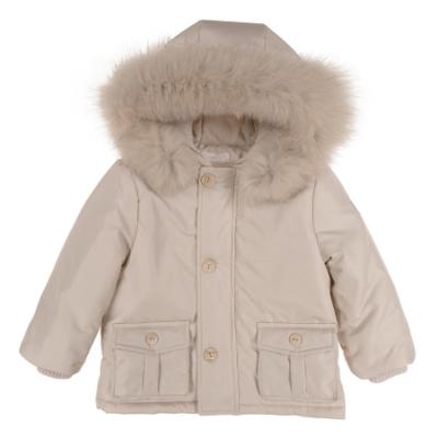 Picture of Bimbalo Baby Boys Hooded Jacket With Detachable Trim - Beige