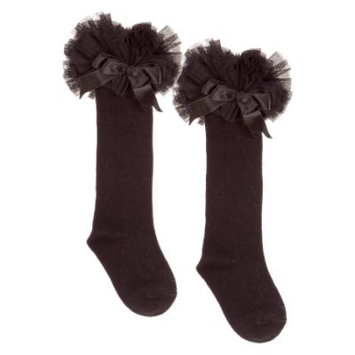 Picture of Beau KiD Girls TuTu Tulle Ruffle Knee Socks With Satin Bow - Black